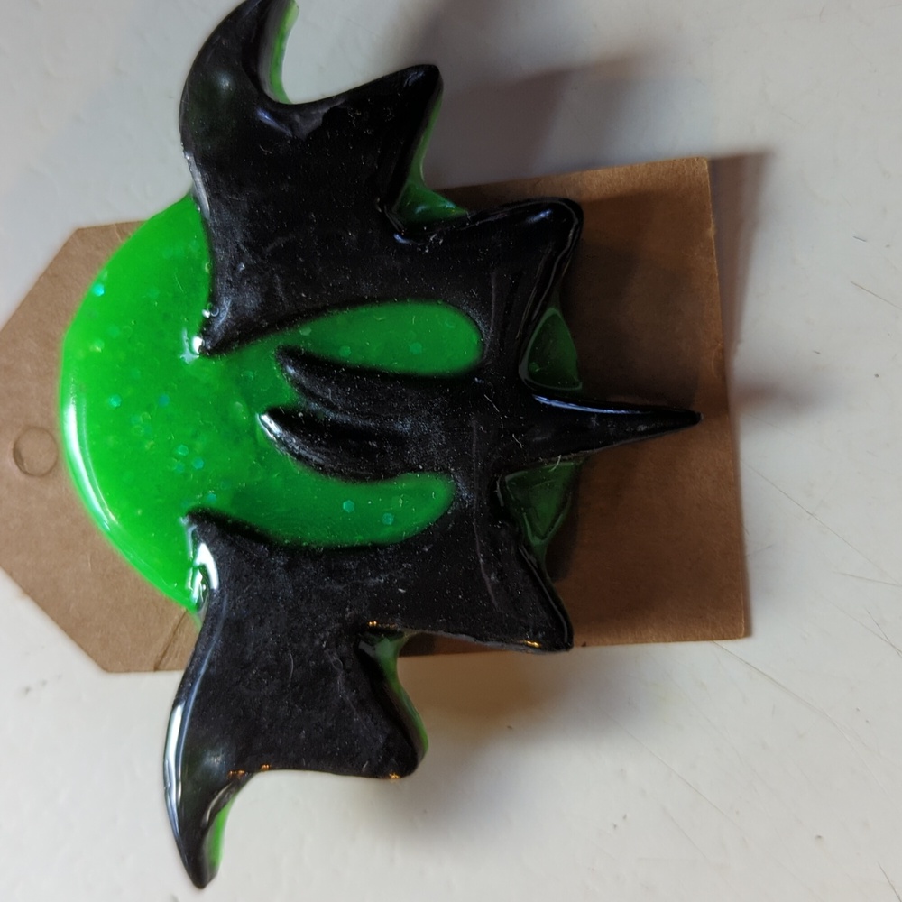 NWOT custom made epoxy bat earrings & pin set - Picture 5 of 6
